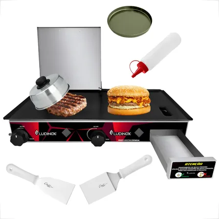 Chapa Industrial A Gás Profissional 30x60 + Kit Lanches