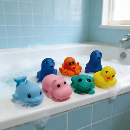 Bichinhos Borracha P/ Banheira Baby 6 Peças Banho Divertido Azul