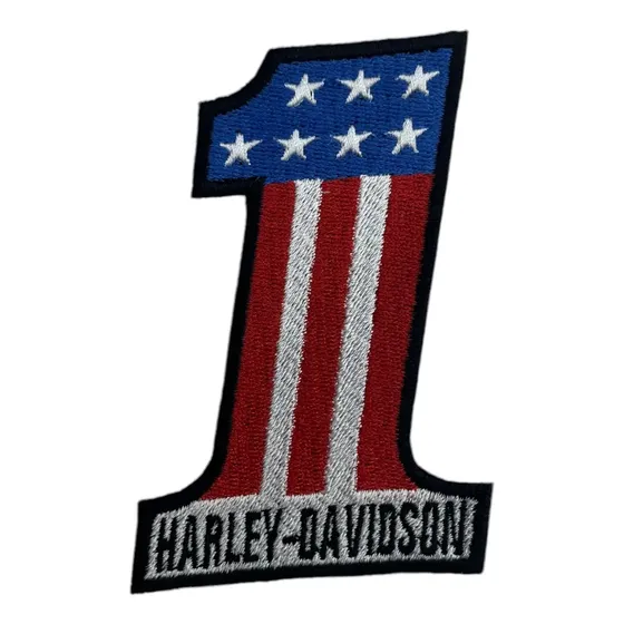 Patch Bordado Harley Davidson Number One Amer Hdm034l063a09 Branco Liso