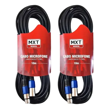 2 Cabos Microfone Dmx Xlr Balanceado Xlr Canon M X F 10m