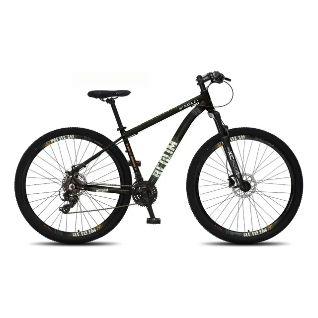 Bicicleta Colli Berlim Aluminio Aro 29 Disco-shimano 21v Preto C/ Verde Militar 15.5