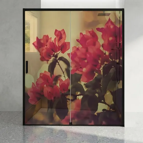 Adesivo 3d Box Banheiro Floral 2 Folhas 70cm X 2m 6formas