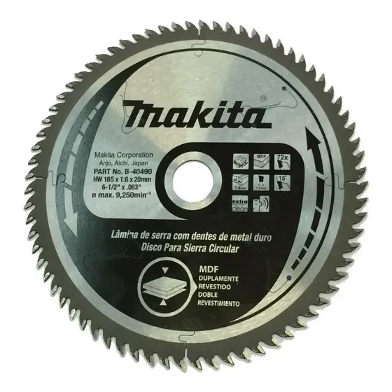 Disco De Serra Para Mdf 165mm X 72 Dentes B-40490 Sp6000