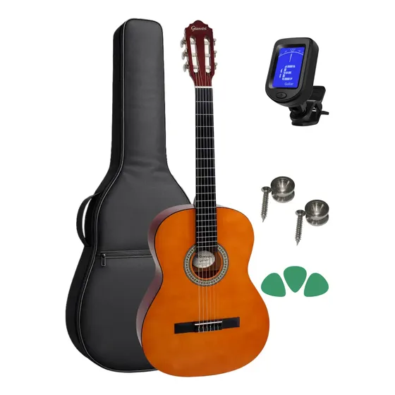 Kit Violão Giannini Nylon N-14 N + Capa + Afinador +palhetas