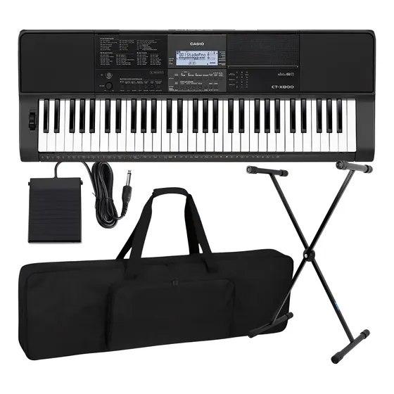 Kit Teclado Musical Casio Ctx800 Sensitivas Usb + Acessórios 127/220v Preto