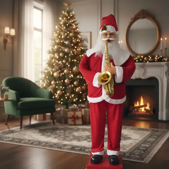 Papai Noel Gigante Musical Com Saxofone Dançarino 1.80m