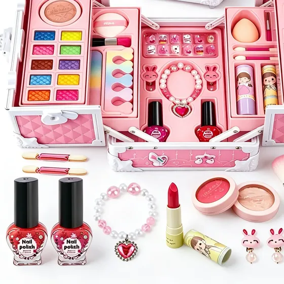 Conjunto De Maquiagem Com Maleta Infantil Lavável Presente