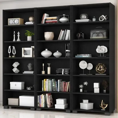 Kit 3 Estantes Para Livros 5 Prateleiras 188cmx181,5cm