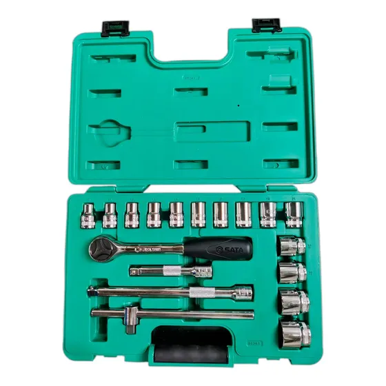 Jogo Soquete 1/2 Estriado 18pçs Cromo Vanádio 10 A 32mm Sata