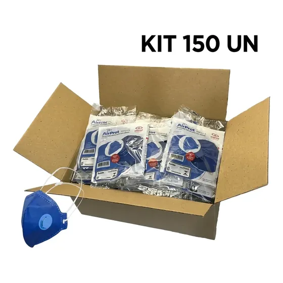 Kit 150 Máscaras Respiratória Descartável Pff2s Válvula Epi