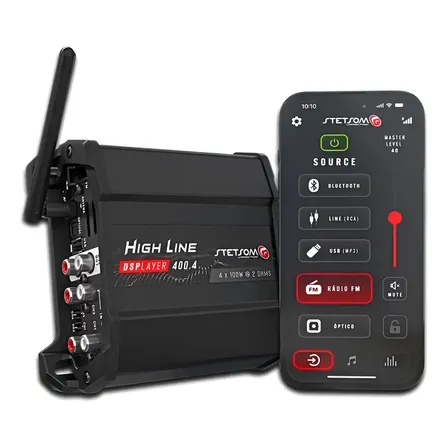 Modulo Stetsom Dsplayer Hl400.4 Bluetooth Usb Fm Fio E Rca Preto