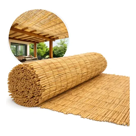 Rolo Esteira De Bambu Natural | 5m X 1m Pergolado Decoração Bege