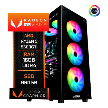 Pc Gamer Cpu Ryzen 5 5600gt Vega 7 Ssd 960gb 16gb Ddr4 500w 960 Gb 16 Gb Radeon Vega 7