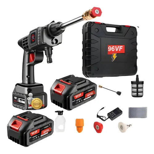 Kit Lavadora Lava Jato Portátil Pressão 2 Baterias + Maleta Preto 127/220v 50 Hz/60 Hz