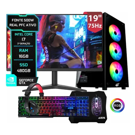 Pc Gamer Completo Intel I7 3.4ghz 16gb Ssd 480gb Video 1gb 480 Gb 16 Gb Intel Hd Graphics 3000
