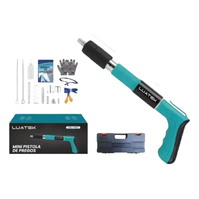 Kit Pistola De Pino Fixação Com 4 Níveis Ajustável Maleta 3628