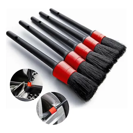 Kit 5 Pincel Lavagem Detalhada Limpeza Carro Moto Automotivo
