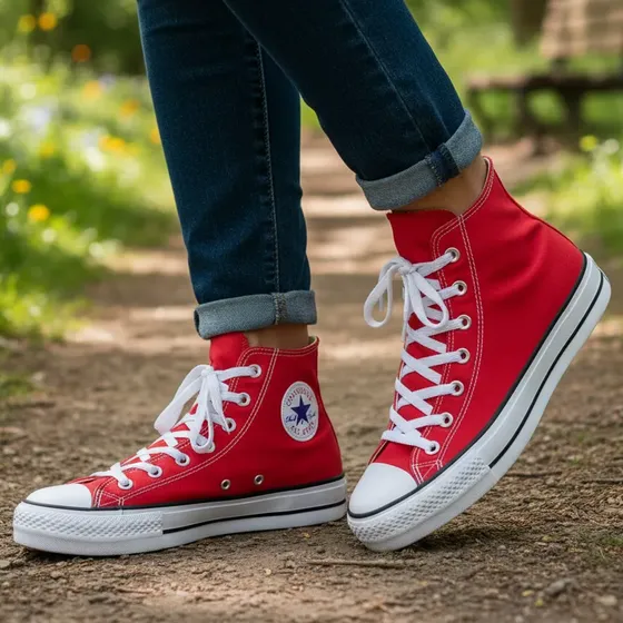 Tênis Chuck Taylor Lift Cano Alto Tecido All Star Vermelho/preto/branco Liso 38 Br