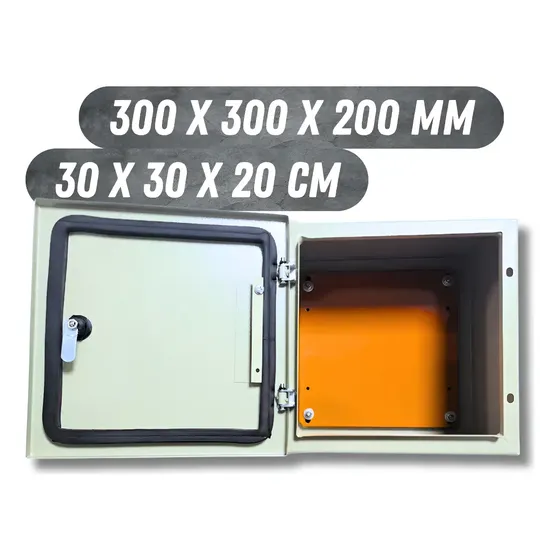 Painél Elétrico Montagem Quadro Comando 300x300x200 Aço Ip65 Bege Ral 7032