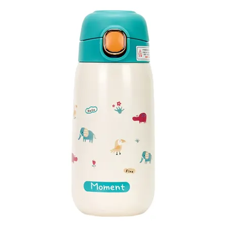 Garrafa Térmica Infantil Escolar Inox Garrafinha Para Água Verde E Bege