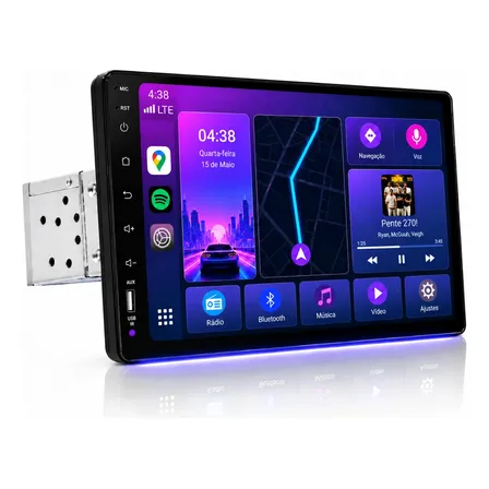 Multimidia 9 1din Espelhament Bluetooth Carplay Android Auto