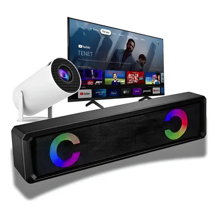 Caixa De Som Soundbar Home Theater P/ Notebook Pc Projetor Preto