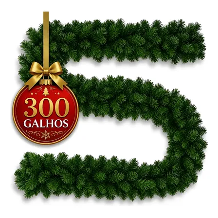 Festão 300 Galhos Natal Aramado Grosso 270cm Premium Cheio Verde Festão Decoração Natalina