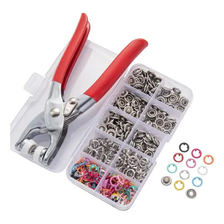 Kit Alicate Tic Tac + 200 Botões Aplicar Pressão Metal No 35