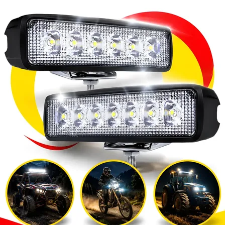 Kit 2 Farol De Milha Led Mini Barra 6 Leds 18w 12v