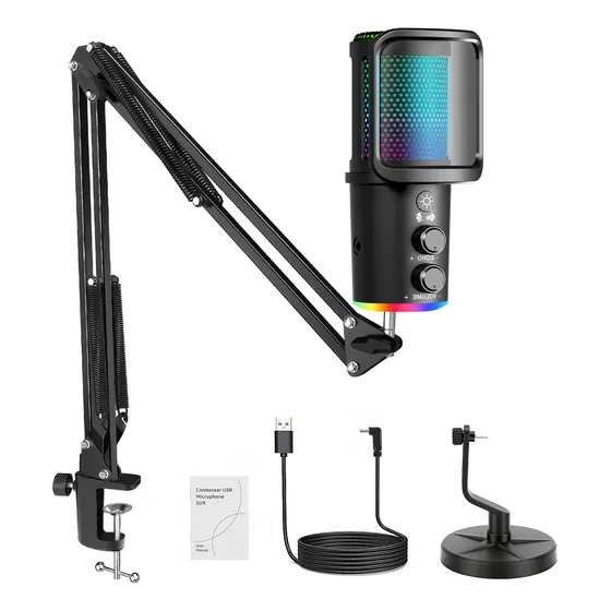 Microfone Gamer Profissional Cardioid Com Braço Articulado