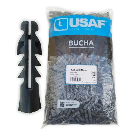 Bucha 8 Mm Usaf Convencional Sem Anel Com 1000 Unidades Cinza