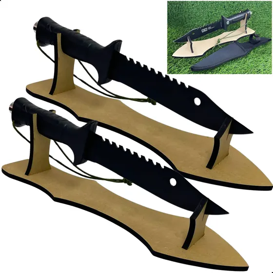 2 Faca Tática Militar Rambo Camping Pesca C Bainha + Suporte