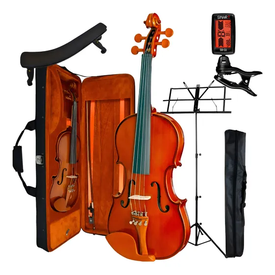 Kit Violino Eagle Ve441 4/4 + Estojo Estante Espaleira Afin Natural