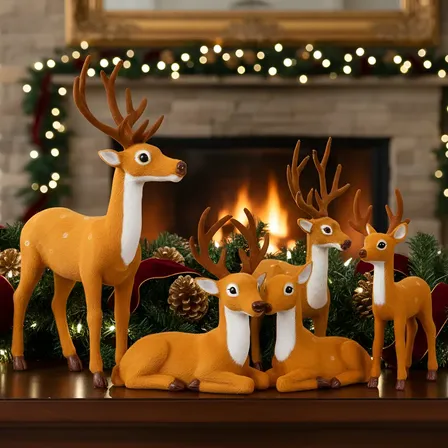 Kit 5 Renas Boneco De Natal Decoração Natalina Familia Rena