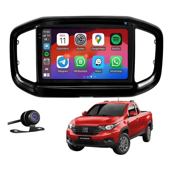 Multimidia 9' Carplay Sem Fio Fiat Strada 2020 A 2026 9p