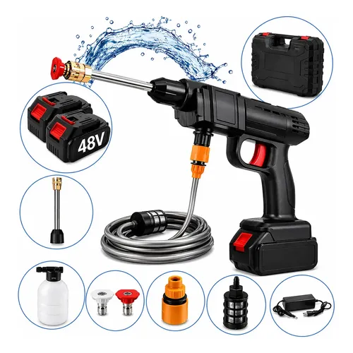 Lavadora Alta Pressão Profissional 2 Baterias Portátil Preto Preto 127/220v