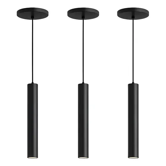 Kit 3 Luminárias Pendente Tubo Cilindro Alumínio 30cm