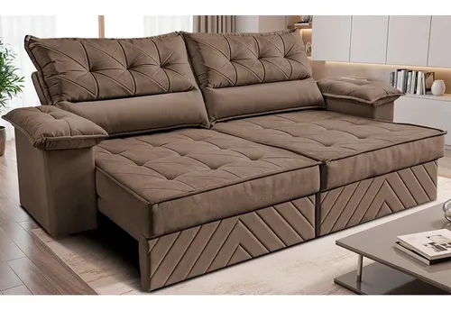 Sofá Retrátil 2,10m Molas E Espuma D33 Thunder. Cama Inbox