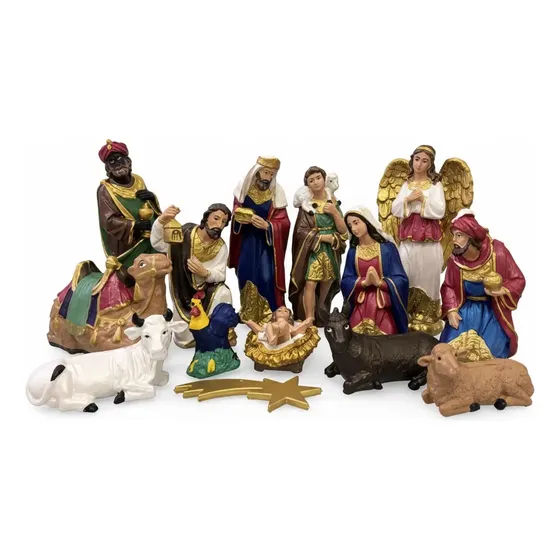 Presepio De Natal 23cm Colorido Borracha Inquebravel - 14 Pc