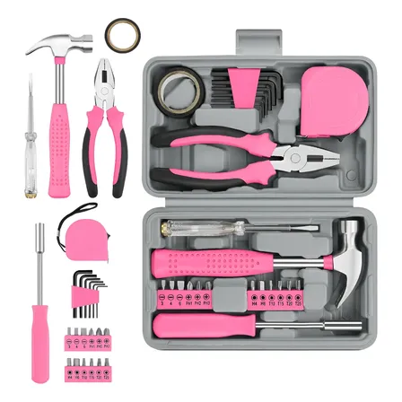 Kit Ferramentas Maleta Jogo Multifuncional 23 Peças Rosa Rosa