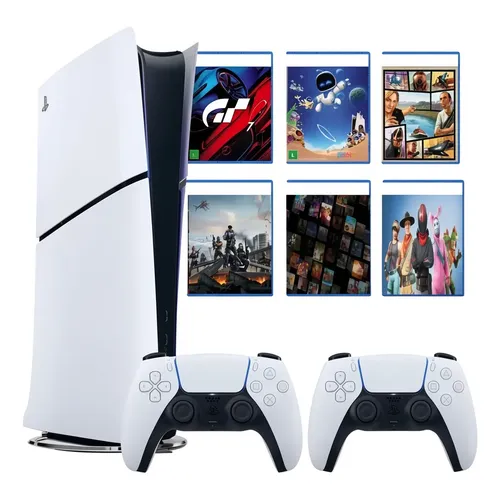 Console Playstation® 5 Ps5 Slim Ps5 Sony + 2 Controles+gta V Branco + 8 Jogos E Gta V