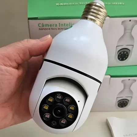 Câmera Lâmpada De Segurança Wifi Icsee Giratória Noturna Branco