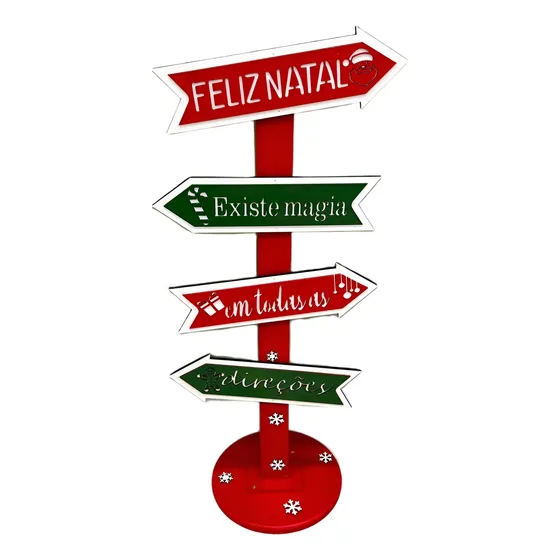 Placa Setas Natal Papai Noel - Placa De Mdf Desmontável