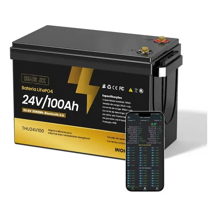 Bateria Solar 24v 100ah Lifepo4 2,56kwh Bms Jk Inohouse