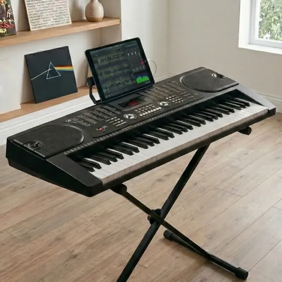 Teclado Musical Estudante 61 Teclas Sonata + Estante C/ Mic