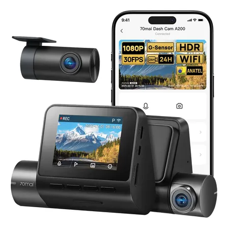 Camera Veicular 70mai 2'' 1080p Hdr A200-1 Uber Nightvis 24h A200-1 (1080p Frontal + 1080p Traseira)