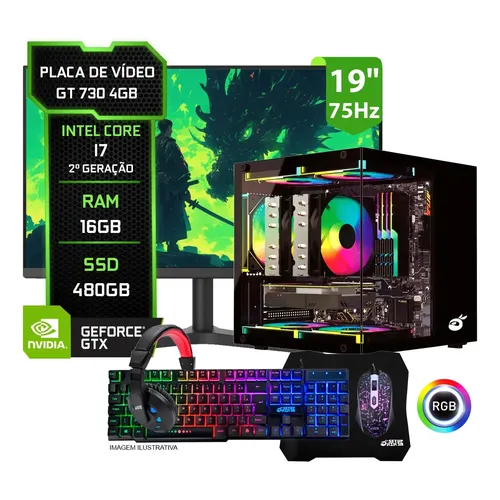 Pc Gamer Completo Intel I7, 16gb Ram, Ssd 480gb, Vídeo 4gb 480 Gb 16 Gb Geforce Gt 730 4gb