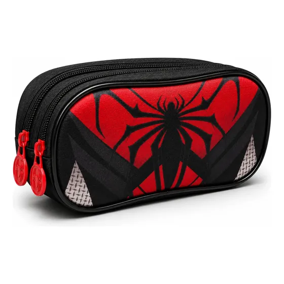Estojo Duplo Escolar Infantil Spider Dark Menino Organizador