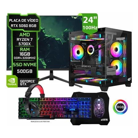 Pc Gamer Completo Rtx 5060 8gb Ryzen 7 5700x 16gb Ssd M.2