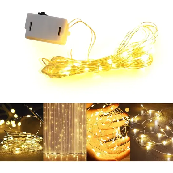 Fio De Fada Cordão Luz Decoração Led Quente Natal Pisca 3m